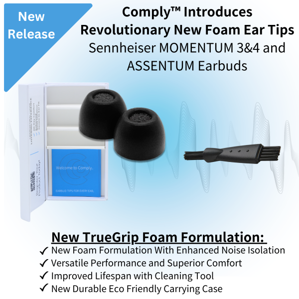 Comply Foam NEW TrueGrip™ Premium Ear Tips for Sennheiser MOMENTUM 3 & 4 and ACCENTUM For Discount