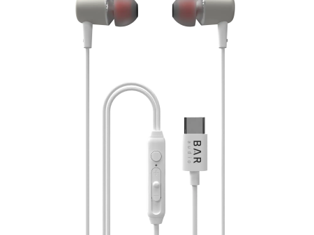 In-Ear Wired Earbuds with USB-C Connector (White) - Bar Audio by cellhelmet Discount