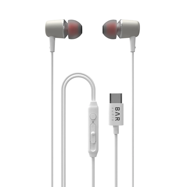 In-Ear Wired Earbuds with USB-C Connector (White) - Bar Audio by cellhelmet Discount