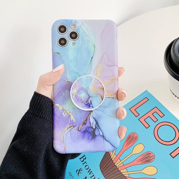 Camera Protection Marble Phone Case With Holder For iPhone Online now