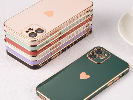 Full Lens Protection Plated Heart Phone Case For iPhone Sale