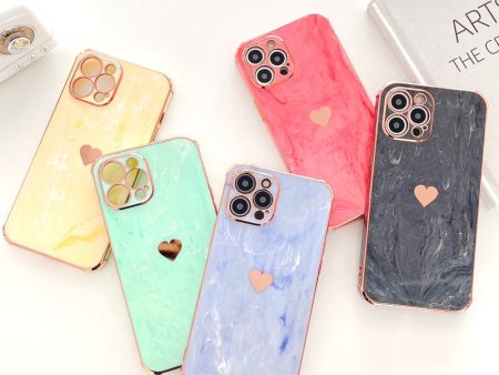 Marble Effect Love Heart  Case For iPhone For Sale