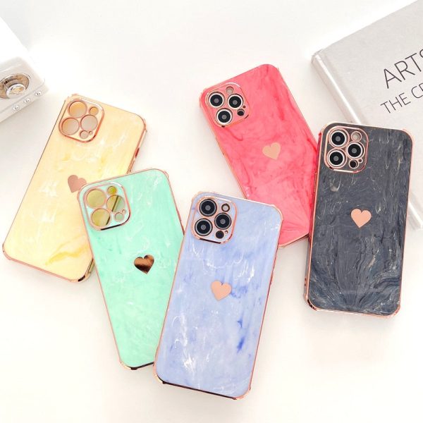 Marble Effect Love Heart  Case For iPhone For Sale