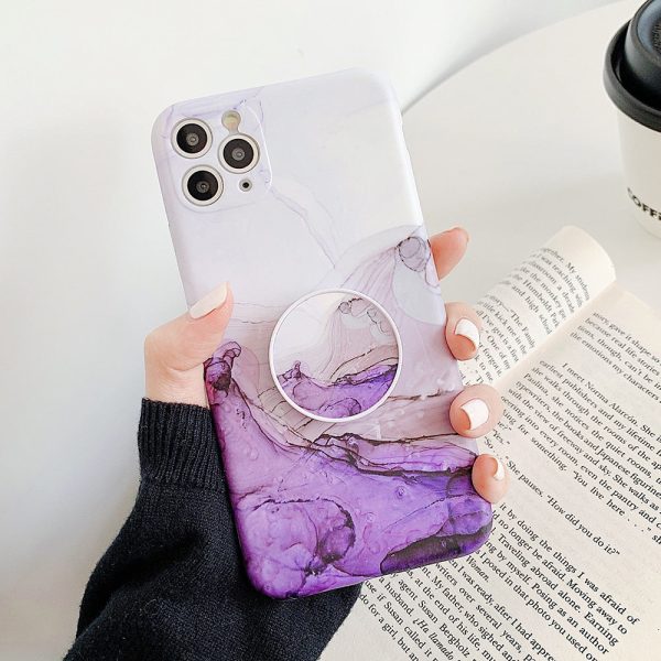 Camera Protection Marble Phone Case With Holder For iPhone Online now