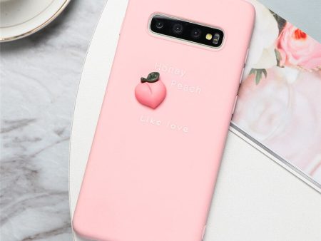 3D Fruit Silicone Phone Case in Pink with a Peach on Sale