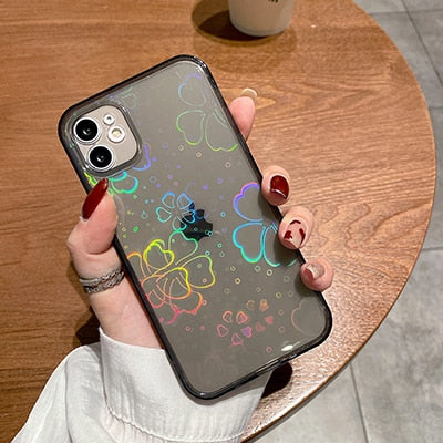 Holographic Clear Case With Hearts For iPhone Online Hot Sale