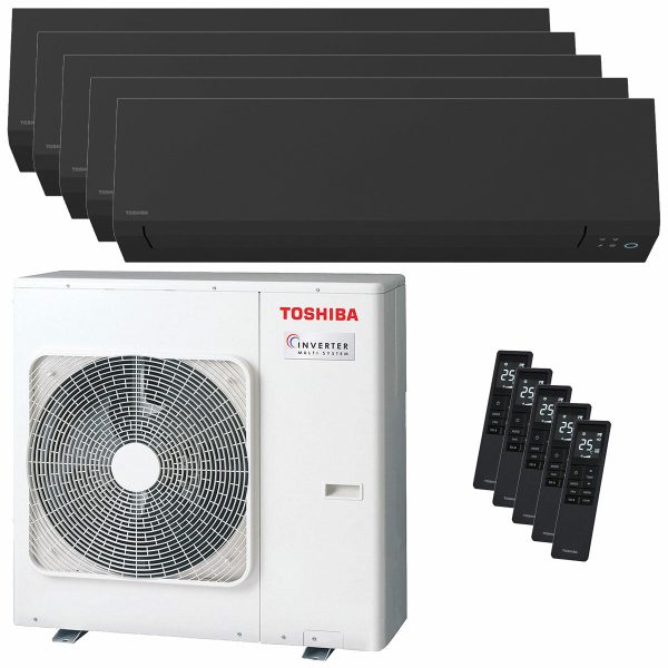 Toshiba SHORAI Edge Black penta split air conditioner 7000+7000+7000+9000+9000 BTU inverter A++ wifi external unit 10 kW For Sale