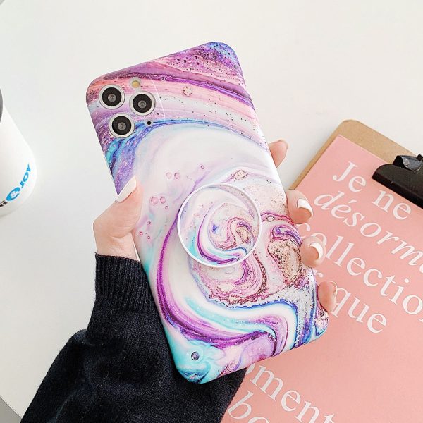 Camera Protection Marble Phone Case With Holder For iPhone Online now